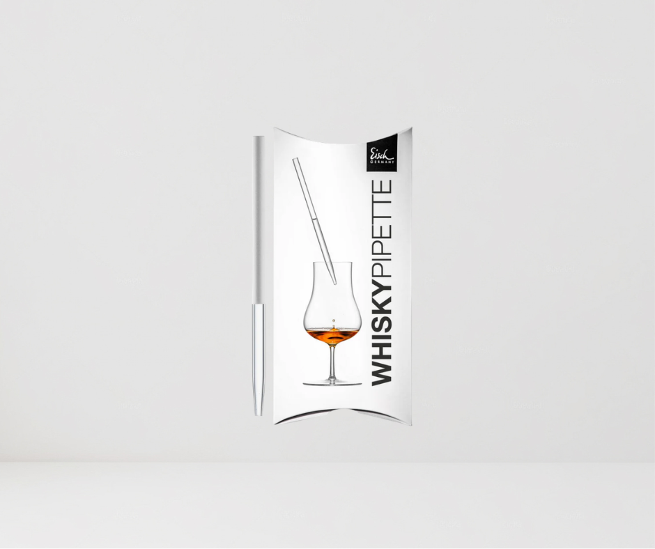 Pipeta, gotero de agua para whisky blanco.