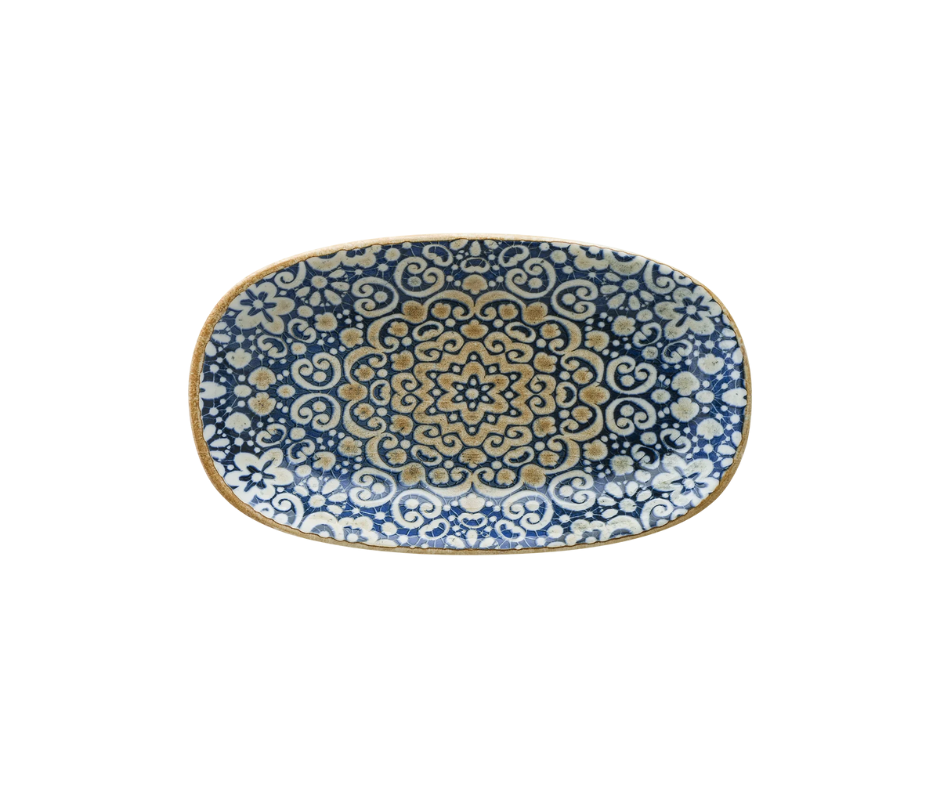 Plato Ovalado Gourmet Alhambra | Porcelana Edge Chip | 19x11 cm