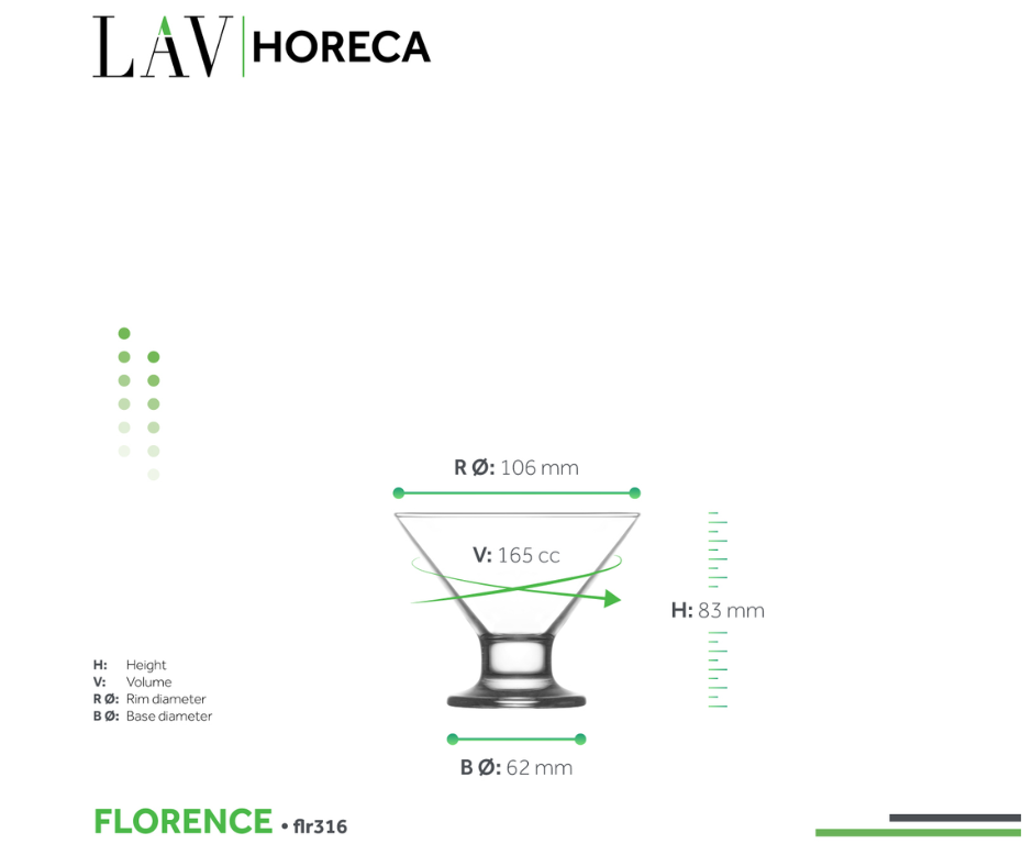 SET DE 12 VASOS FLORENCE LAV 165 ML