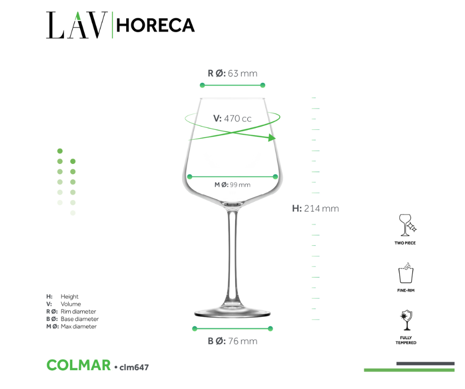 SET DE 6 COPAS COLMAR PARA VINO BLANCO LAV 470 ML