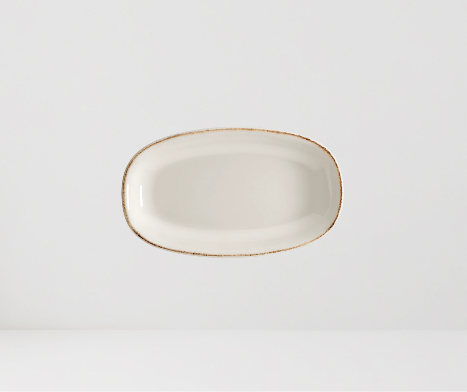 Plato Gourmet Ovalado Retro | Porcelana Edge Chip | 34x19 cm