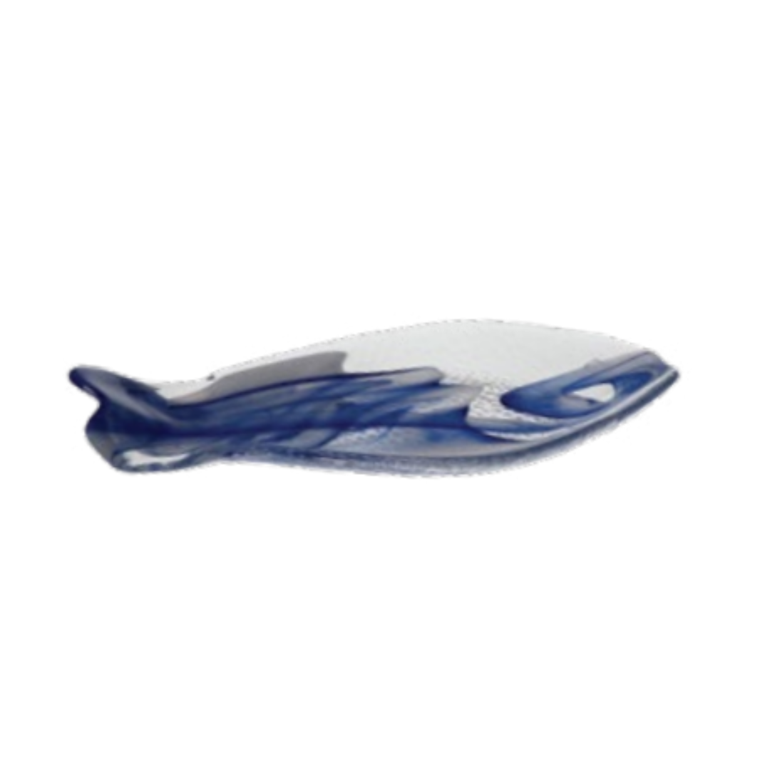 Plato Acuario 43,5 x 20,5 x h:5 cm Alabastro Azul Cobalto + Alabster mezcla blanca