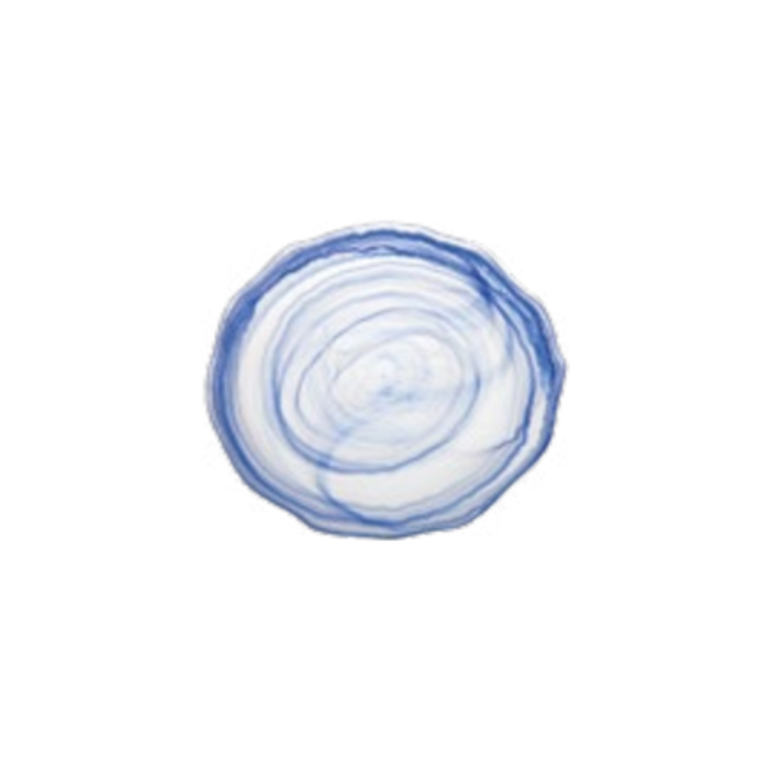 Plato Amorf 28 x h: 2 cm Alabastro Azul Cobalto + Alabastro Mezcla blanca