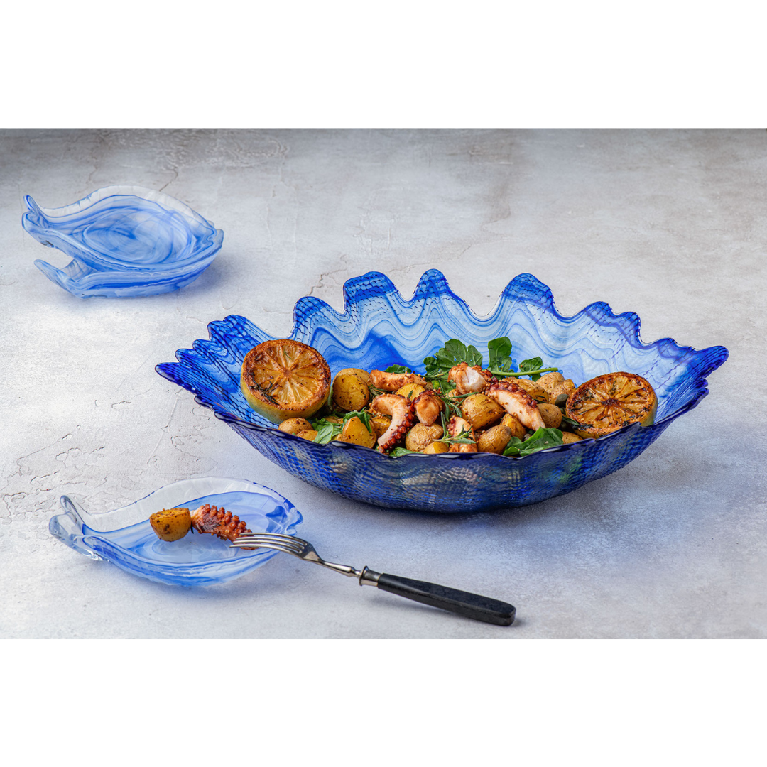 Cuenco Ovalado Vita 21 x 14 x h:5 cm 64 Alabastro Azul Cobalto + Alabster