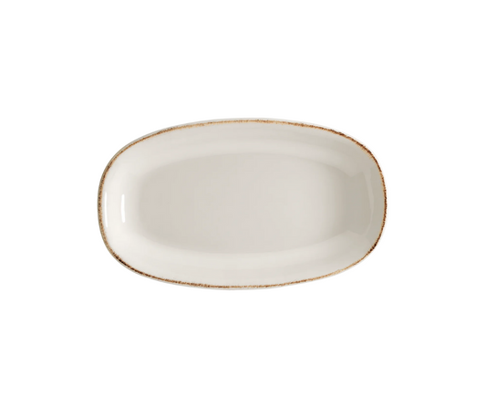 Plato Gourmet Ovalado Retro | Porcelana Edge Chip | 34x19 cm