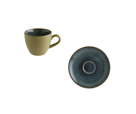 Set Taza de Café espresso 80 cc y Platillo de Café Esfera Ocean Gourmet 12 cm