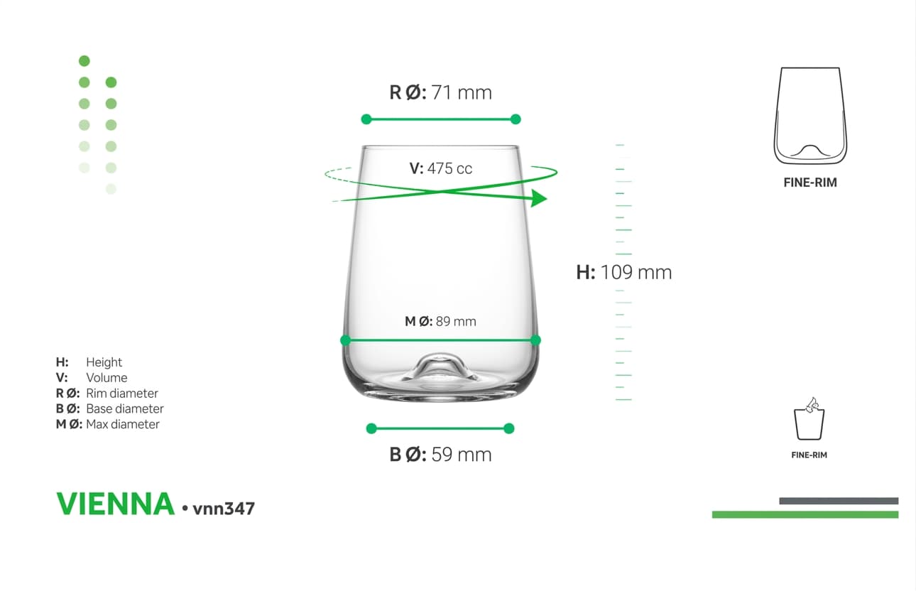 SET DE 12 VASOS VIENNA LAV 475 ML