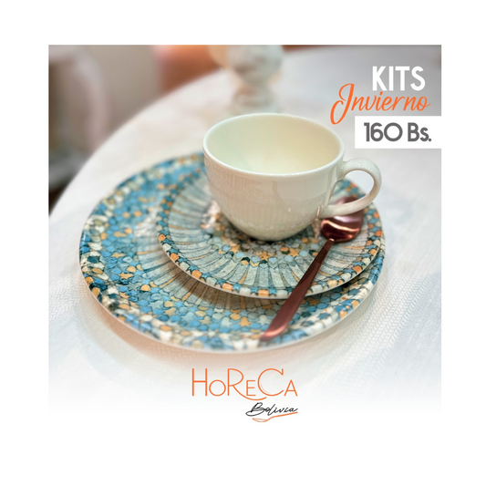 Set de Taza 230 cc y Platillo Luca Mosaic + Cuchara de Té Orca Mat