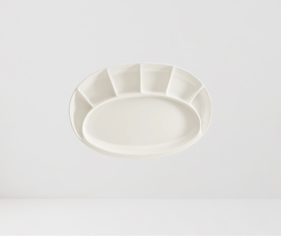 Plato Ovalado Gourmet | Porcelana Crema | 33x21.5 cm