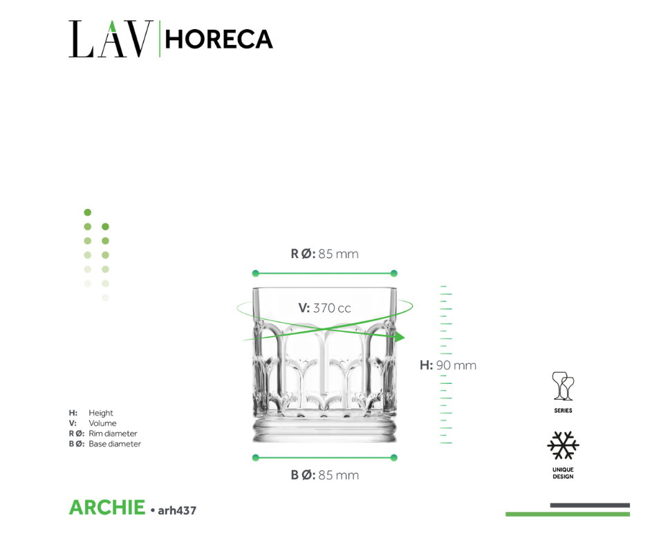 SET DE 12 VASOS PARA WHISKY LAV ARCHIE