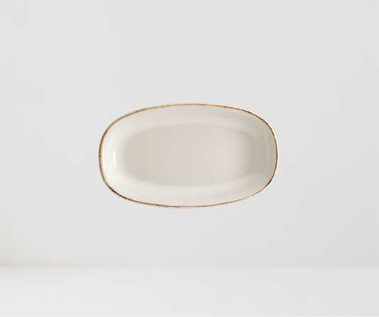 Plato Gourmet Ovalado Retro | Porcelana Edge Chip | 34x19 cm