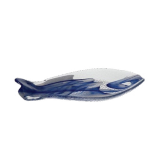 Plato Acuario 43,5 x 20,5 x h:5 cm Alabastro Azul Cobalto + Alabster mezcla blanca