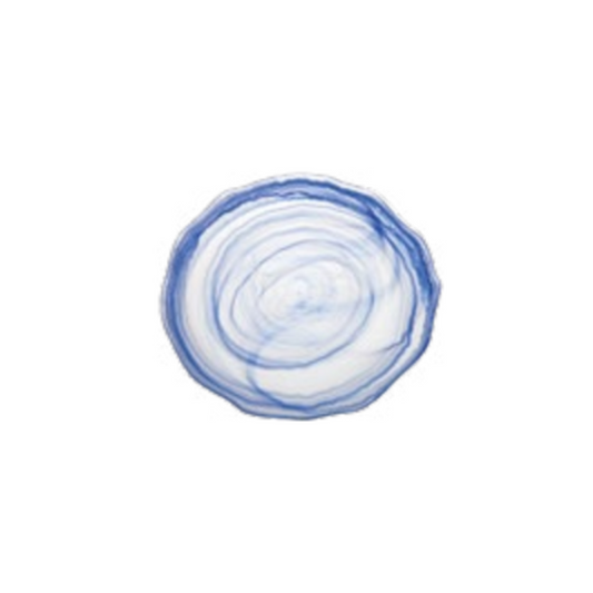 Plato Amorf 28 x h: 2 cm Alabastro Azul Cobalto + Alabastro Mezcla blanca
