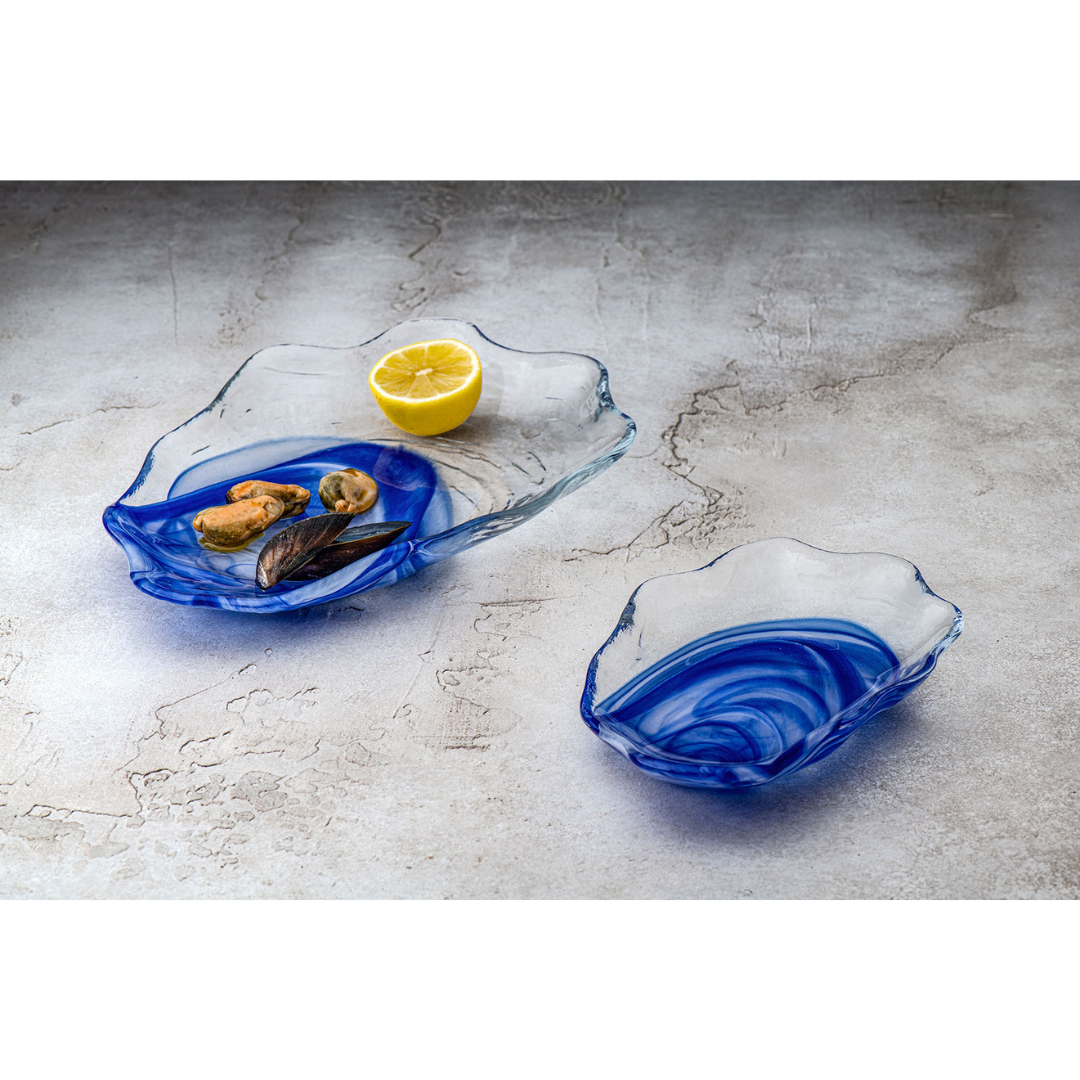 Plato Mytilus 29 x 19 x h:4 cm Alabastro Azul Cobalto + Alabastro