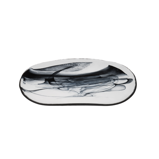 Plato Sade 35,2 x 19,7 x h:3,2 cm Alabastro Negro